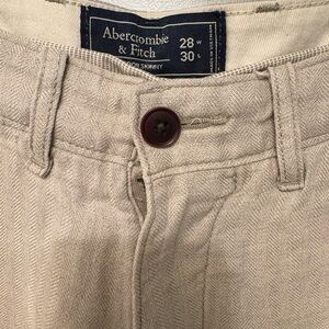 Abercrombie & Fitch Pants Mens Size 28x30 Light  Beige 100% Linen Langdon Skinny
